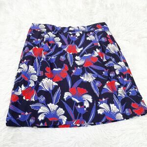 J.Crew Floral Skirt Size 4 – Red White Blue Mini Zipper Skirt 100% Cotton